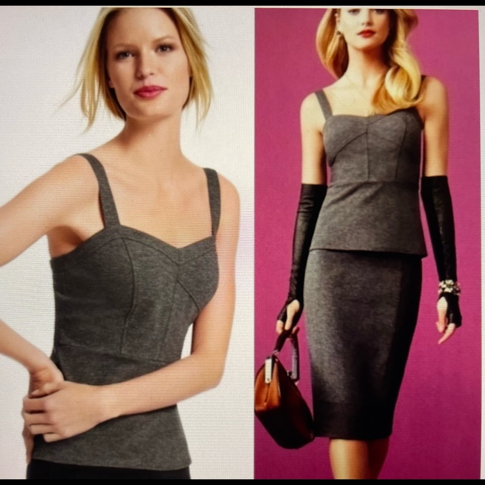 CABI 552 Bustier Peplum Tank Top - Dark Grey